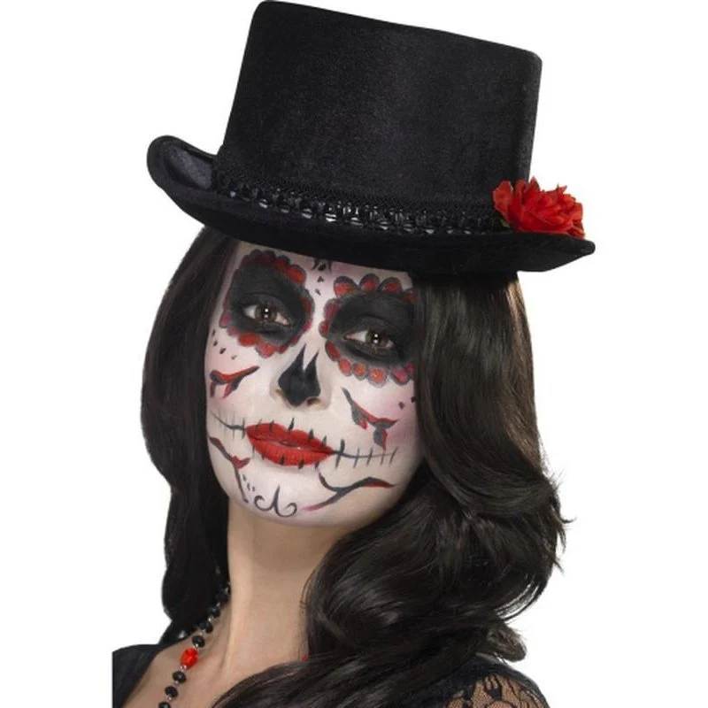 Day of the Dead Ladies Top Hat - Black