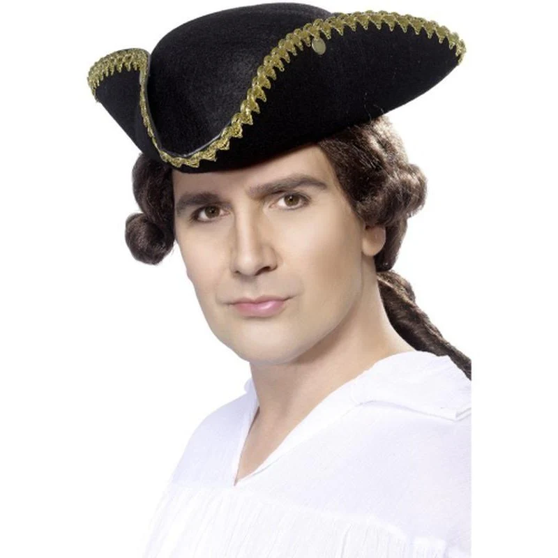 Dick Turpin Tricorn Hat, Black, Felt