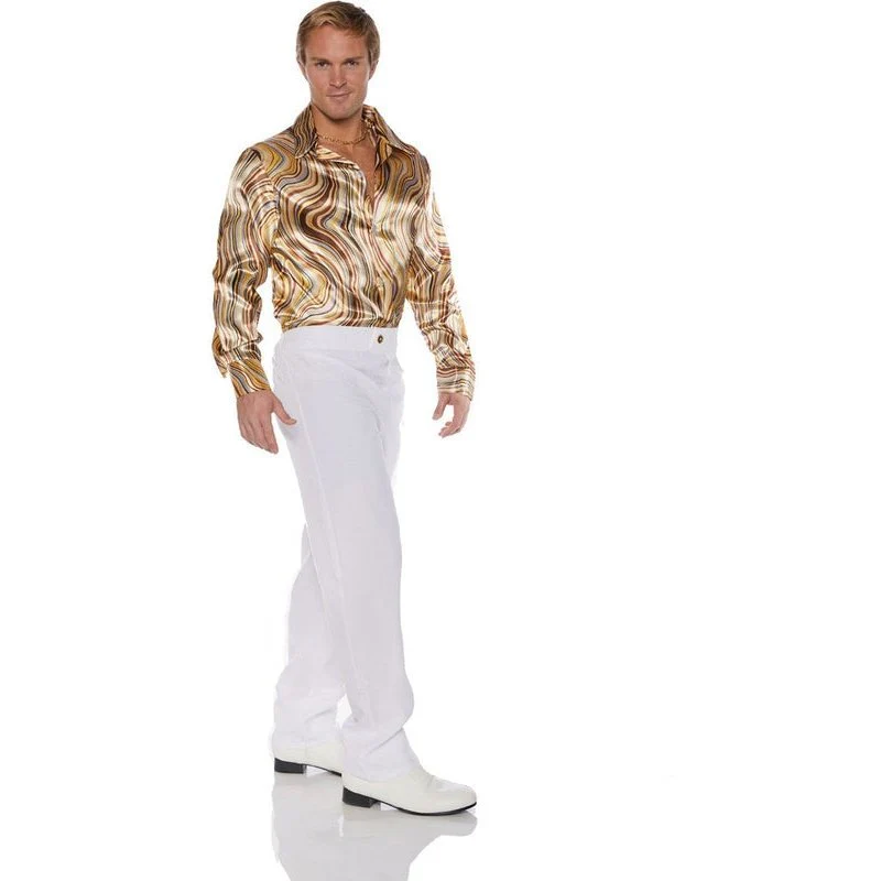 Disco Mens Shirt Swirls Brown - Image 2