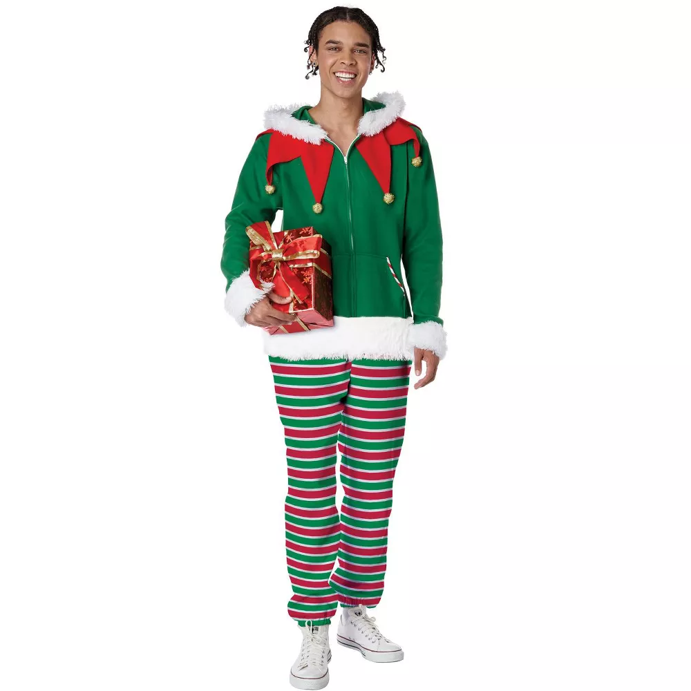 Elf Fleece Jumpsuit Adult Costume - Image 2