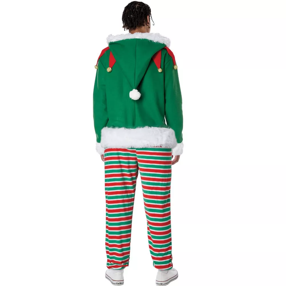 Elf Fleece Jumpsuit Adult Costume - Image 3