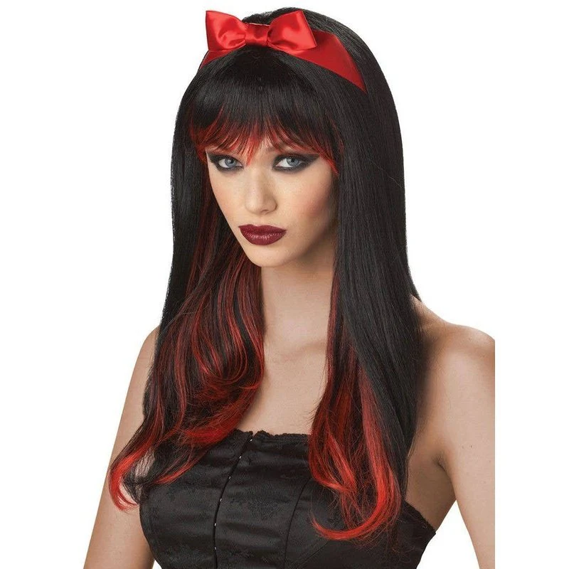 Enchanted Tresses Black And Red Wig