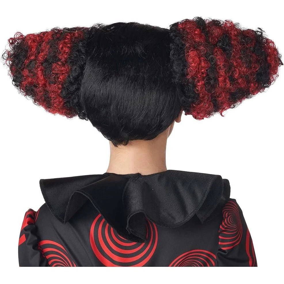 Evil Clown Wig, Black & Red - Image 3