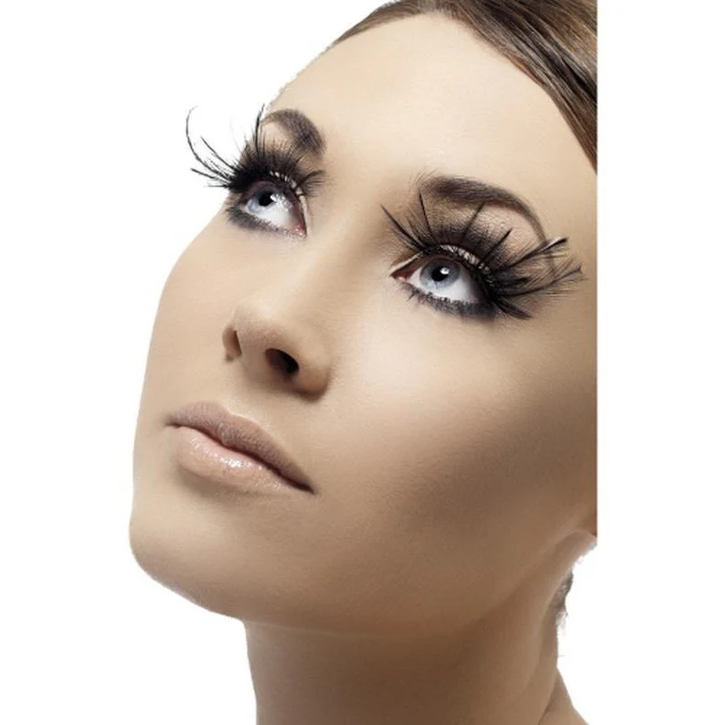 Eyelashes Black, With Feather Plumes
