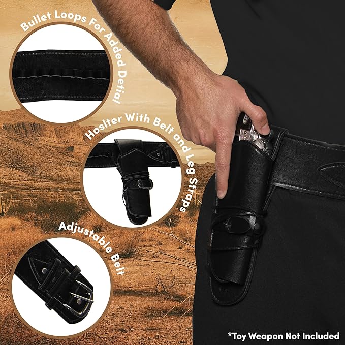 Faux Leather Black Single Holster Belt - Image 2