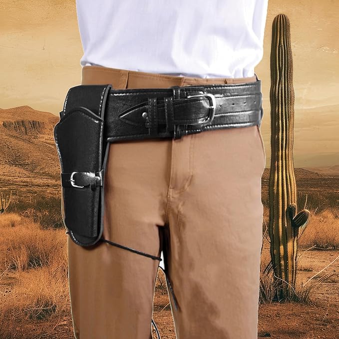 Faux Leather Black Single Holster Belt - Image 3