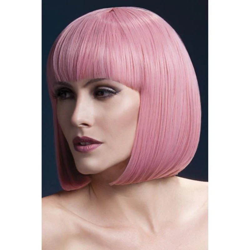 Fever Elise Wig Pastel Pink, Sleek Bob with Fringe