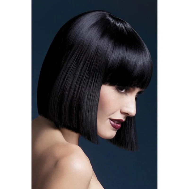 Fever Lola Wig - Black, Blunt Cut Bob with Fringe