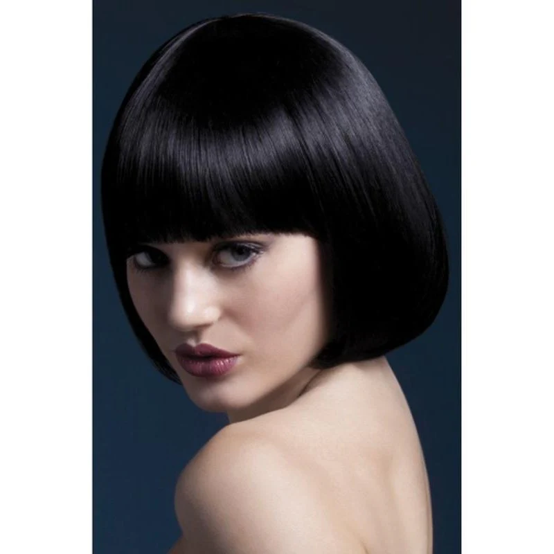 Fever Mia Wig - Black, Short Bob with Fringe
