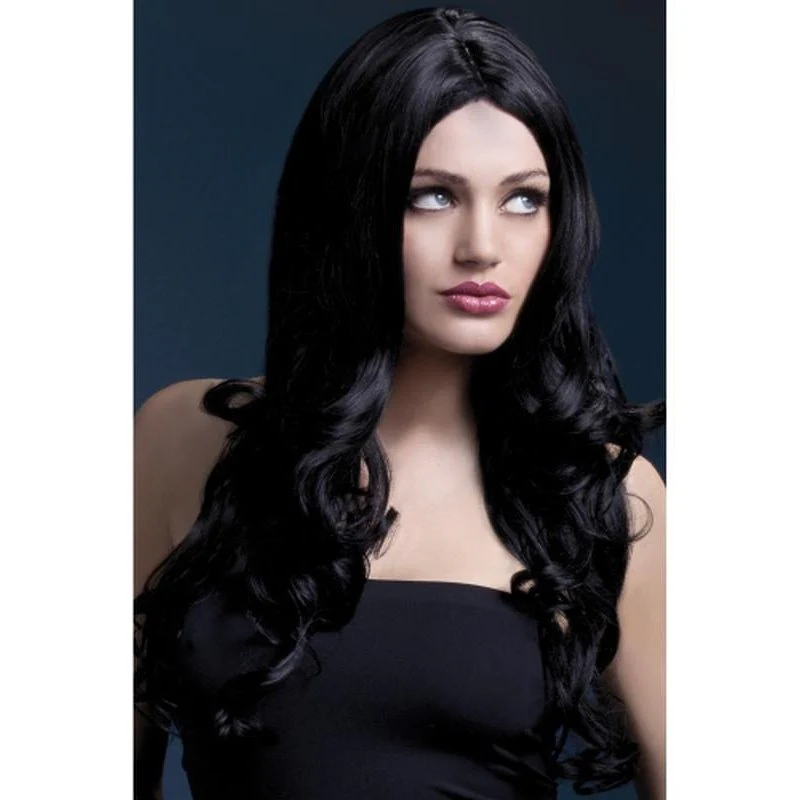 Fever Rhianne Wig - Black, Long Soft Curl with Centre Parting