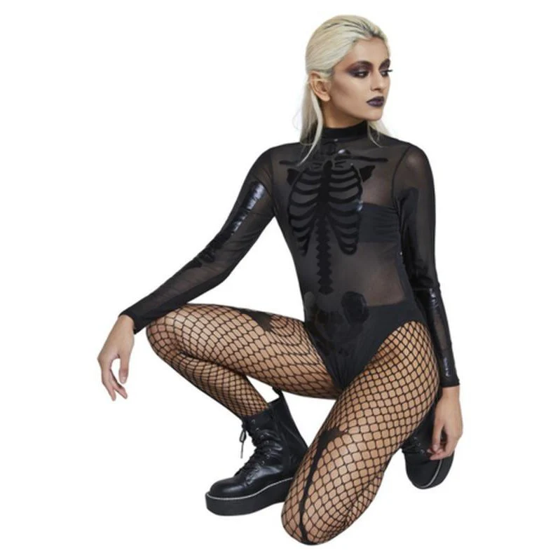 Fever Sheer Skeleton Costume, Black - Image 2