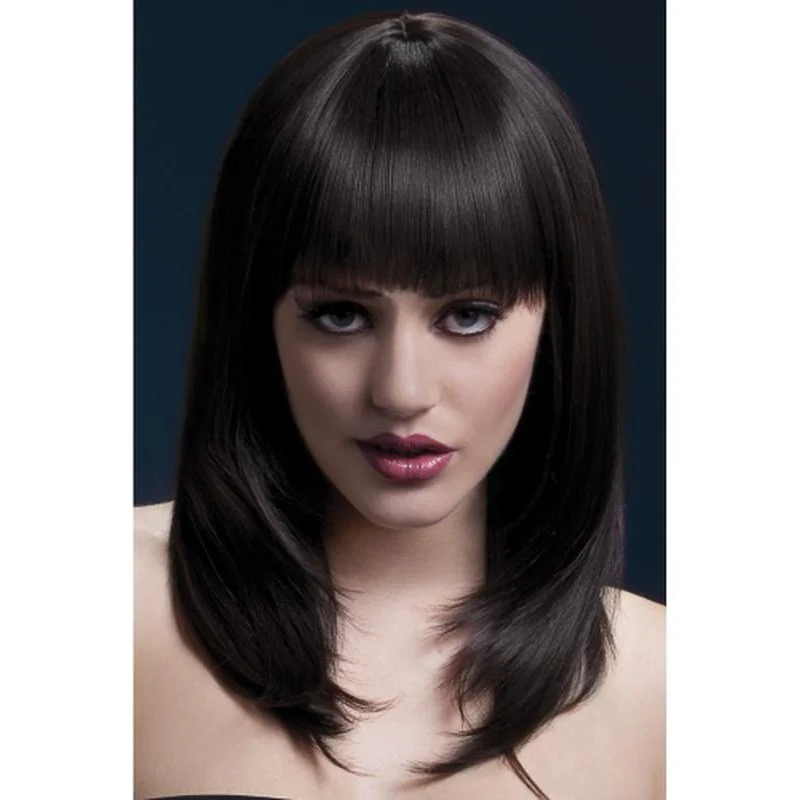 Fever Tanja Wig - Brown, Feathered Cut with Fringe