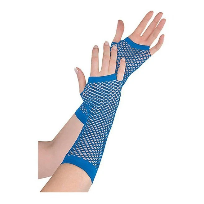 Fishnet Gloves Long Blue