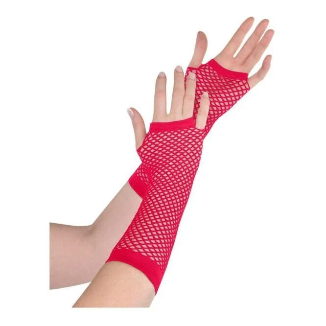 Fishnet Gloves Long - Red