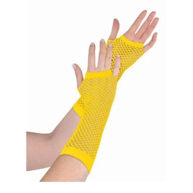 Fishnet Gloves Long Yellow