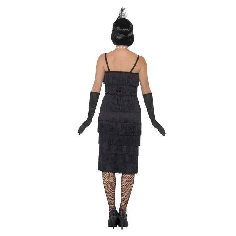 Flapper Costume - Black, with Long Dress - Image 3