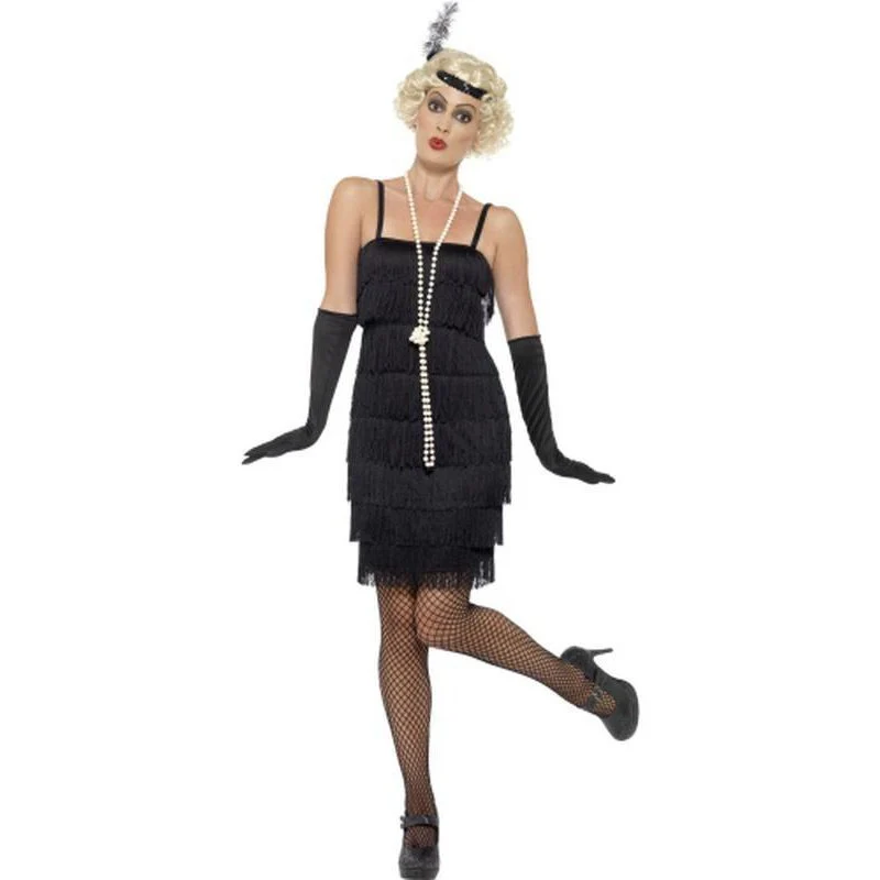 Flapper Costume - Black, with Short Dress