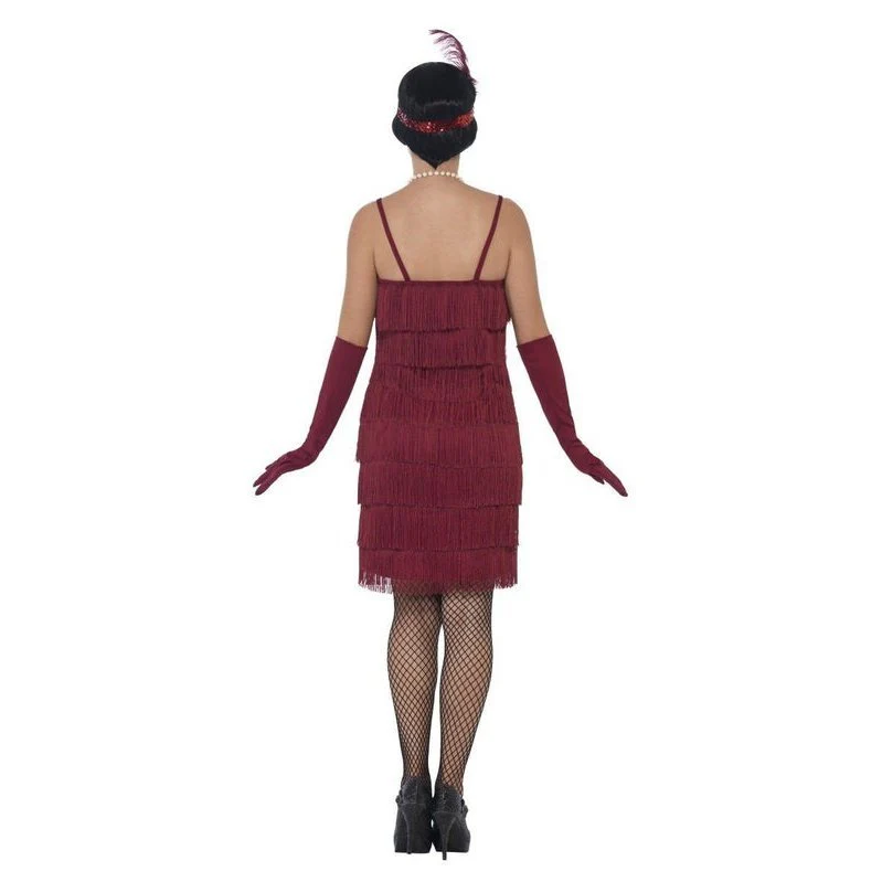 Flapper Costume, Burgundy Red, With Short Dress - Image 3