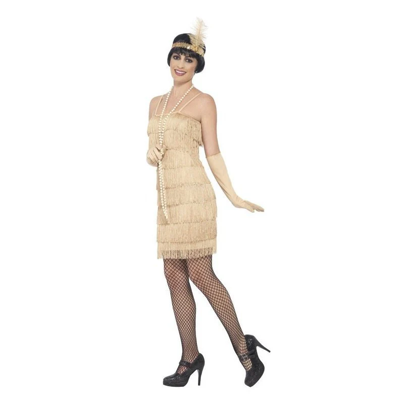 Flapper Costume, Gold, With Short Dress - Image 2