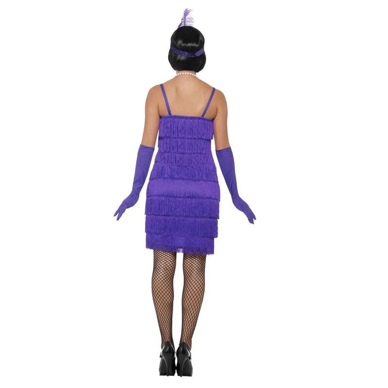 Flapper Costume - Purple, with Short Dress - Image 3