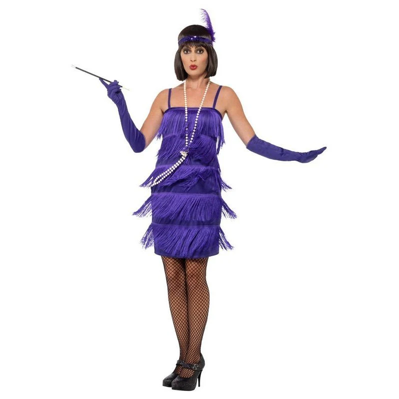 Flapper Costume - Purple, with Short Dress - Image 4