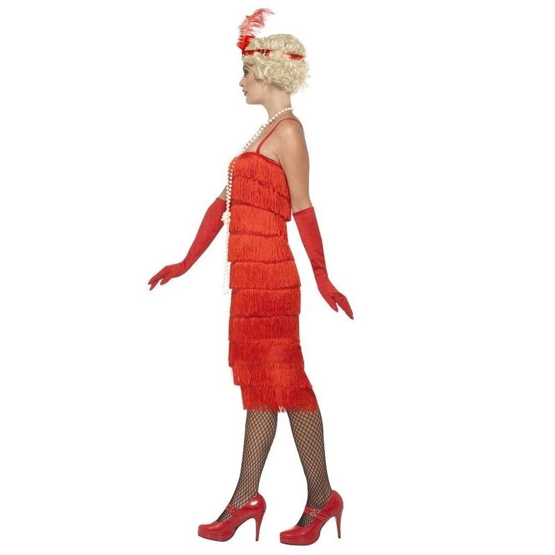 Flapper Costume - Red, with Long Dress - Image 2