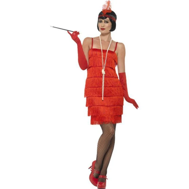 Flapper Costume - Red, with Short Dress
