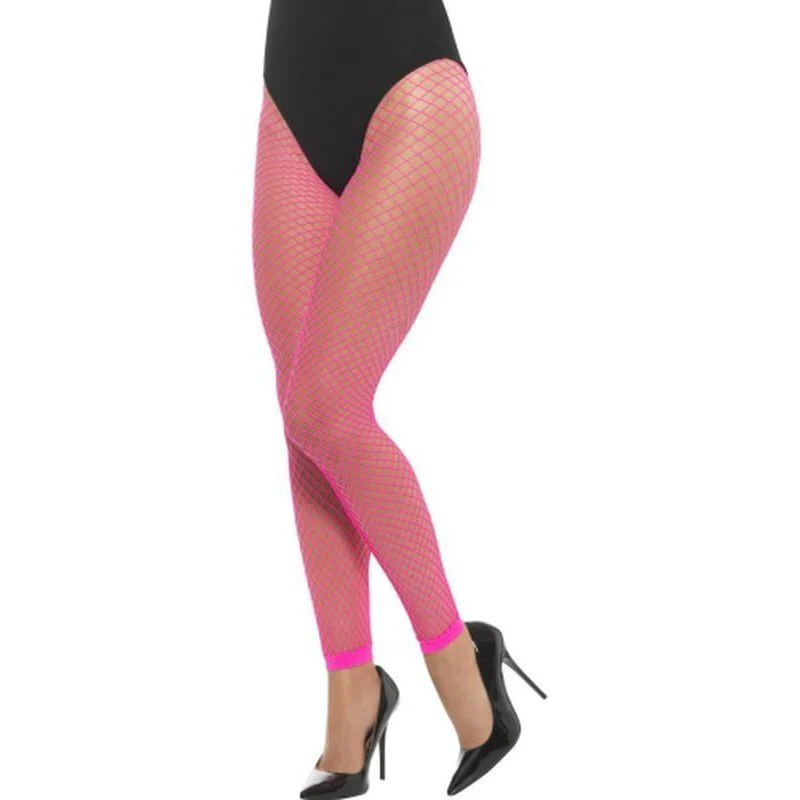 Footless Net Tights - Neon Pink