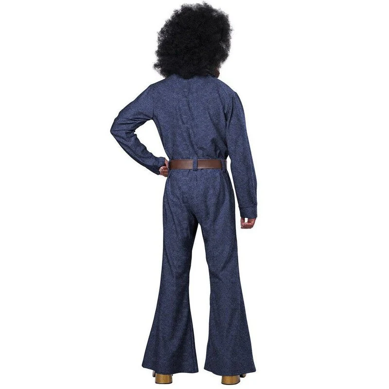 Funky Blue Denim Men's 1970's Disco Costume - Image 3