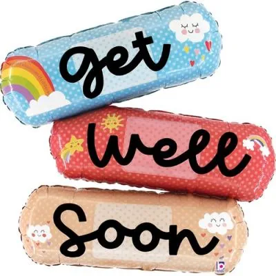 Get Well Soon Stacked Band-Aid Supershape Foil Balloon