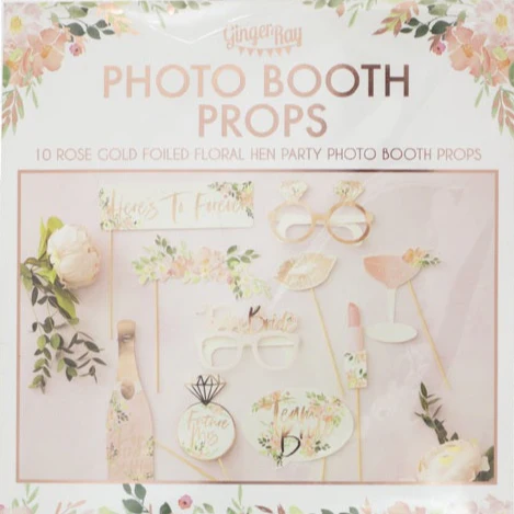 Ginger Ray Rose Gold Floral Hens Party Photo Booth Props