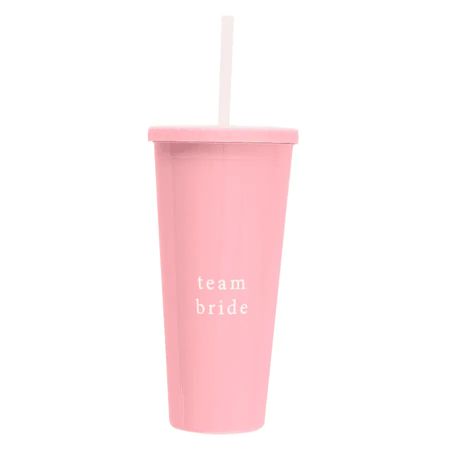 Ginger Ray Team Bride Reusable Cup with Straw Pink - Image 2