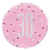 Glitz Pink & Silver 30 Foil Balloon 45cm