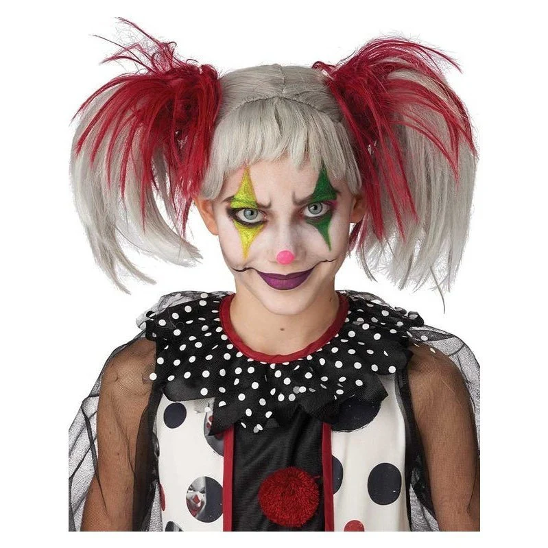 Glow In The Dark Punk Red Pigtails Wig - Image 2