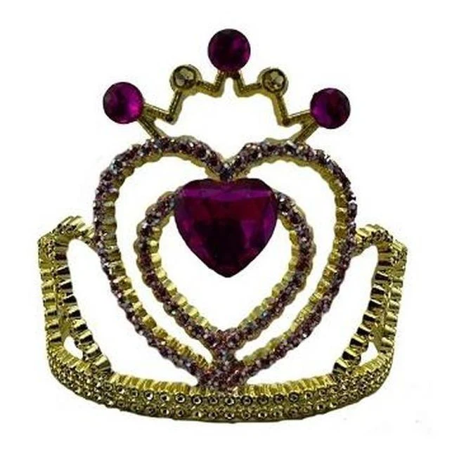 Gold Tiara W/ Pink Heart