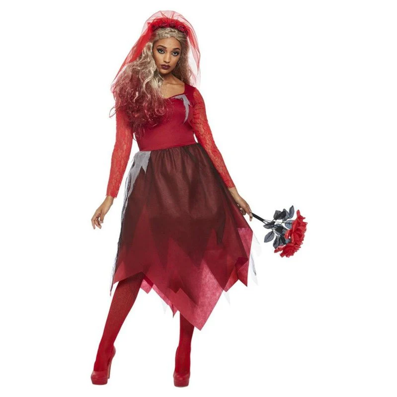 Grave Yard Bride Costume, Red - Image 4