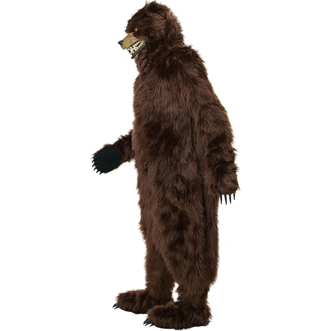 Grizzly Bear Adult Deluxe Costume with Moveable Jaw Mask - Image 3
