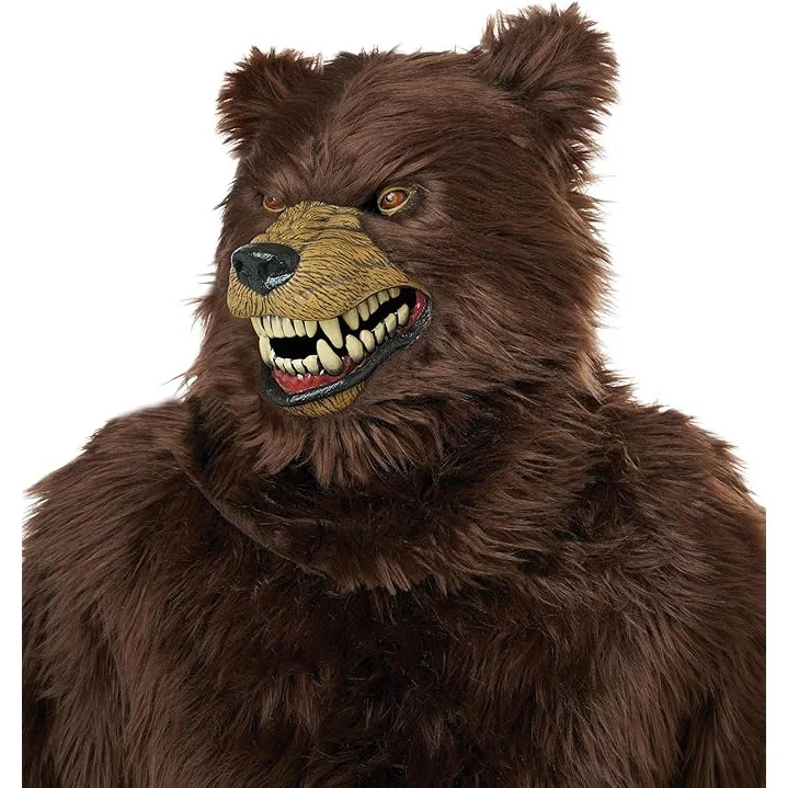 Grizzly Bear Adult Deluxe Costume with Moveable Jaw Mask - Image 5