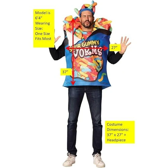 Gummy Worms Bag of Candy Adult Costume Tunic - Image 2