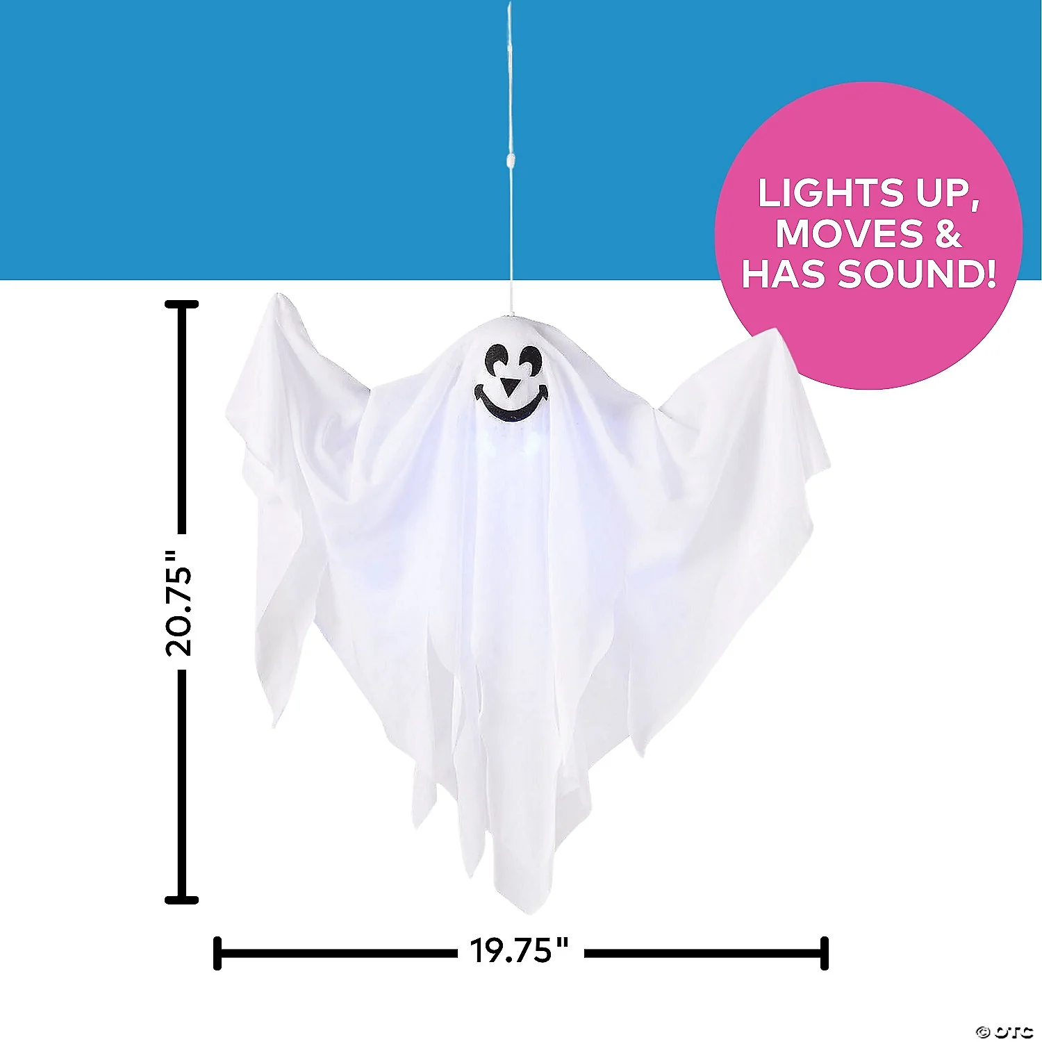 Hanging Light Up Smiling Ghost - Image 2