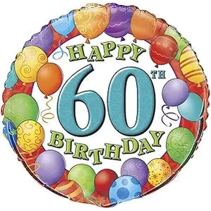 Happy 60th Birthday Balloons Round Foil Balloon - 45cm