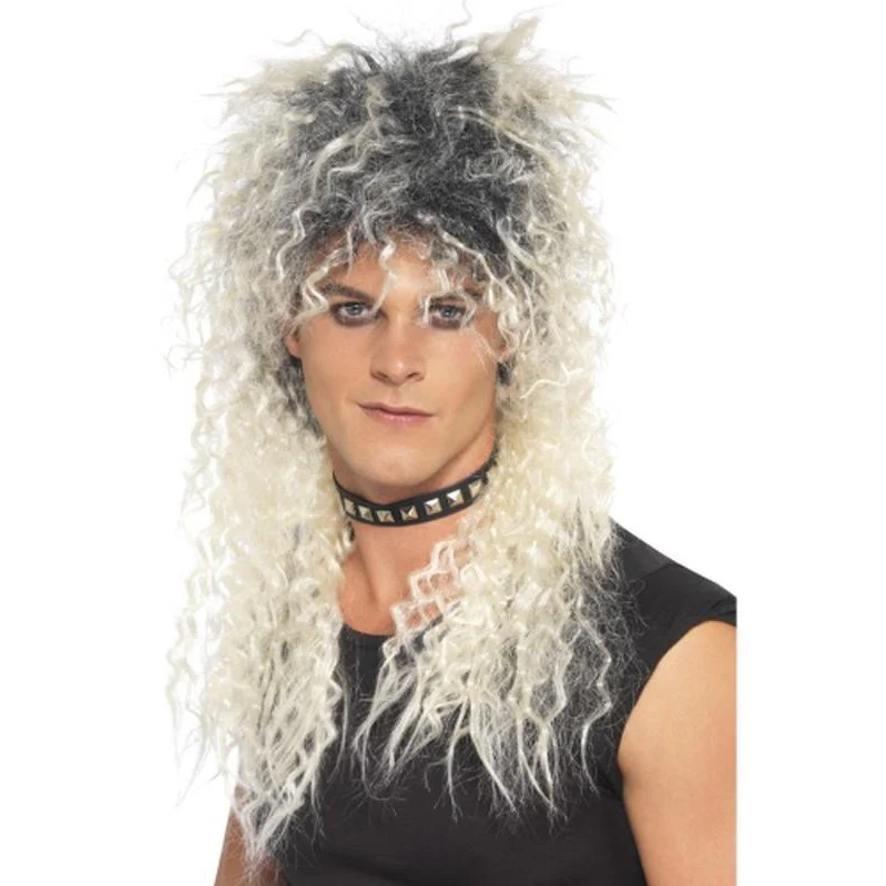 Hard Rocker Wig, Blonde With Black Roots