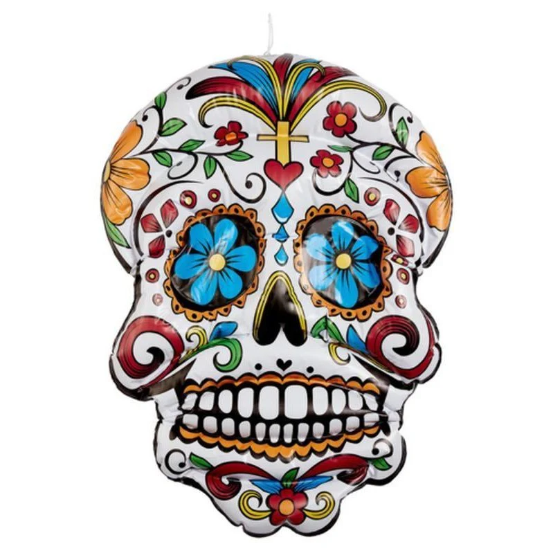 Inflatable Day Of The Dead Hanging Skull, White