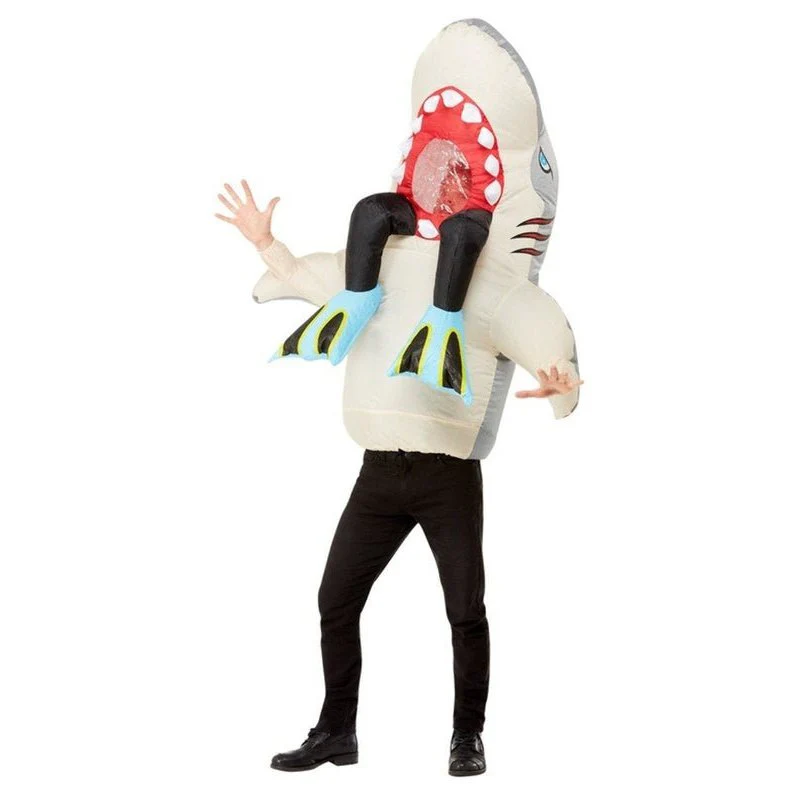 Inflatable Shark & Diver Costume, Grey - Image 2