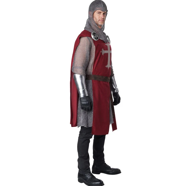 Knight's Surcoat Men's Costume (Burgundy) - Image 2
