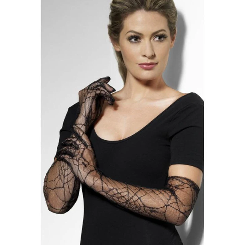 Lace Gloves, Black Spiderwebs
