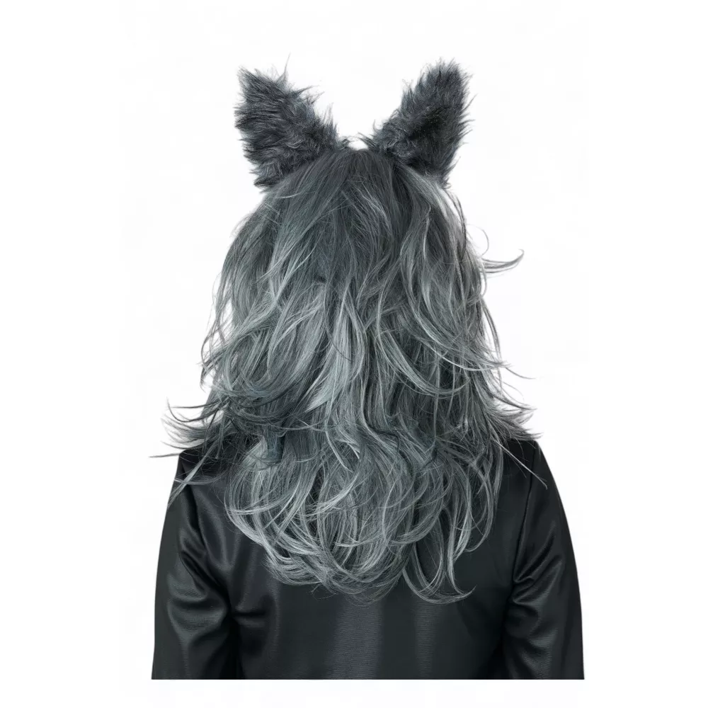 Lady Werewolf Adult Wig and Ears Set (Grey) - Image 3