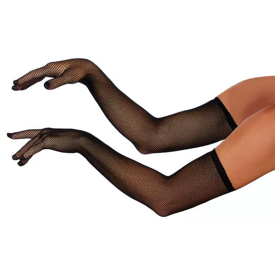 Long Black Fishnet Gloves Adult