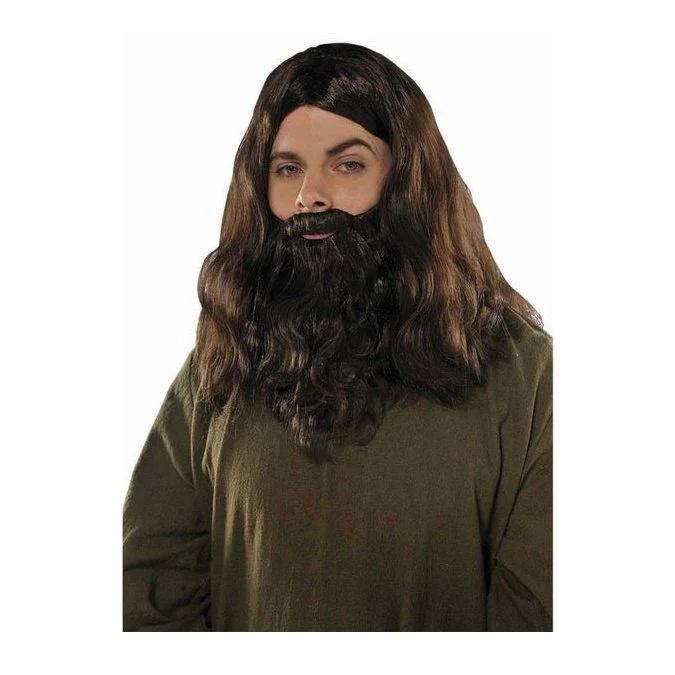 Long Wig And Beard Set Brown