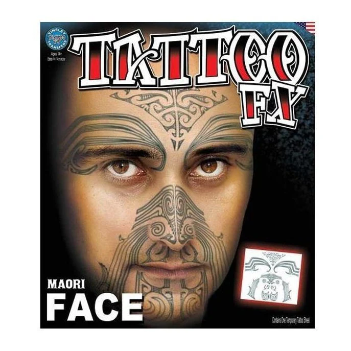 Maori Face Full Face Temporary Tattoo